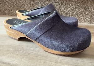 Sanita Dark Blue Cow Hair Fur Clogs - Slip On Shoes -  size 40EU/ 9US